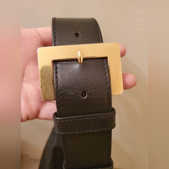 Stuart Weitzman Black Nylon Flap/ Gold Metallic hobo purse bag - Picture 10 of 10